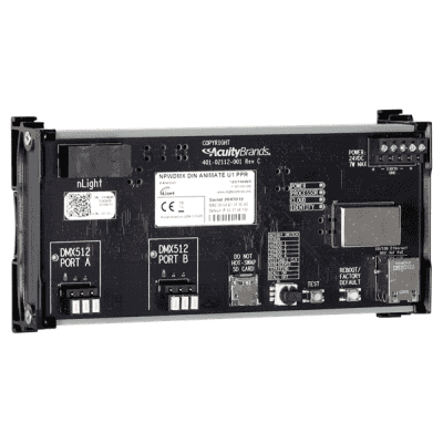 Controlador DMX Dinámico nLight Animate / Hasta 4 Universos DMX (2048 Canales) / Integración nLight-DMX / Protocolos sACN-Art-Net-KiNET / Software Pathscape Gratuito / Montaje DIN o Gabinete NEMA 1