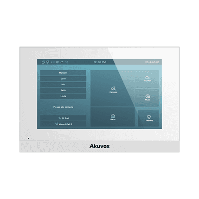 Monitor Color Blanco Linux / Pantalla Touch de 7 Pulgadas / SIP / POE / WIFI / Compatible con Frentes de Calle Akuvox