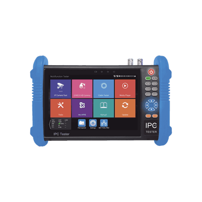 Tester de Video Profesional | Pantalla 7"|  Prueba IP/HD/Analógicas | TVI/CVI/AHD/CVBS | IP ONVIF | 4K/8K | H.264/H.265 | HDMI | PTZ | Scanner IP | TDR | Salidas 12V/24V/PoE | Activación Simultanea.