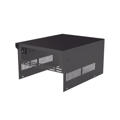 Gabinete de acero en color negro, para usar como base con radio aéreo IC-A120 y fuente de alimentación SEC1223