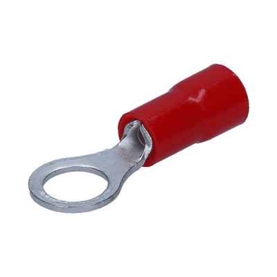 Terminal tipo ojo / 1 /  4 " / 22 - 16 AWG / Rojo / Paquete de 25 piezas.