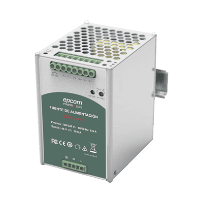Fuente de Poder Industrial 48 Vcc @ 10A / 480W / Función relay Vcc  / Función de Conexión Paralelo / Riel Din
