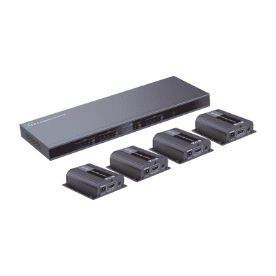 MATRICIAL Y EXTENSOR DE VIDEO HDMI 4 x 4 / 4 Entradas HDMI / 4 Salidas HDMI Loop / 4 Salidas RJ45 para Extender la señal 40 metros por salida  /  1080 @ 60Hz / Conmutación por RS232, Control Remoto o Ethernet.