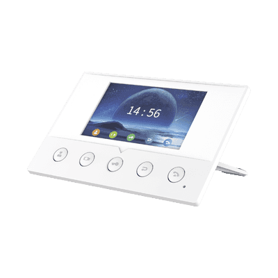 Monitor IP/SIP para interior, Wi-Fi, pantalla a color de 4.3", audio de 2 vías, PoE, 8 interfaces de entrada de alarma.