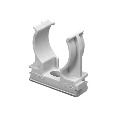 Soporte de presión (Abrazadera), PVC Auto-extinguible, abierto para tubería de 40 mm