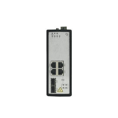Switch Industrial No Gestionado PoE Gigabit / 4 Puertos RJ45 + 2 Puertos SFP Fibra / 120W PoE Budget / 30W por Puerto / -40°C a 75°C / Metal IP30 / Dual Power Input