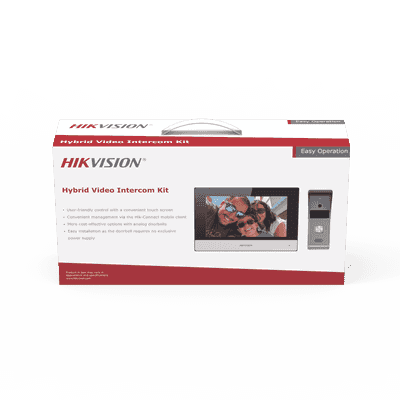 Kit de Videoportero Analógico de Metal / IP a 4 Hilos con Función de Llamada a App Hik-Connect / Monitor se Conecta a Internet por Cable o WiFi y por 4 Hilos al Frente de Calle  IP65 / Expandible a Mas Equipos
