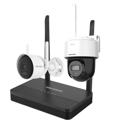 Kit IP Inalámbrico 2 Megapíxel / NVS 4 Canales / 1 Cámara Bala Exterior + 1 Cámara Turret Interior con Lente 2.8 mm y Dual Light / Audio Bidireccional (Micrófono y Bocina) / Soporta Micro SD de 512 GB