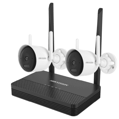 Kit IP Inalámbrico 4 Megapixel / NVS 4 Canales / 2 Cámaras Bala para Exterior con Lente 2.8 mm y Dual Light (30 mts IR + 30 mts Luz Blanca) / Audio Bidireccional (Micrófono y Bocina) / Soporta Micro SD de 512 GB
