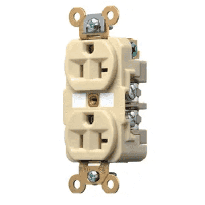 Contacto Dúplex 20 A 125 V / 2 Polos 3 Hilos / Color Marfil /Nema 5-20R /Grado Industrial.