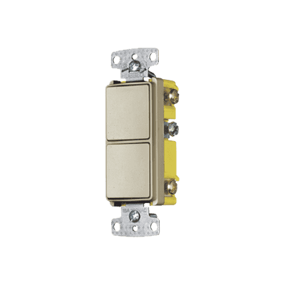 Interruptor Residencial 15 A 120-277 V / 2 Bases Unipolares / Cableado lateral / Color Marfil.