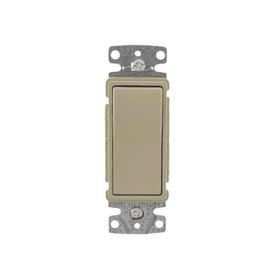 Interruptor Unipolar Residencial 15 A 120-277 V / Cableado Lateral y Trasero / Color Marfil.