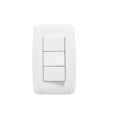 Apagador Triple Sencillo de 10 A/ 127 V CA ~ 60 Hz / Color Blanco.