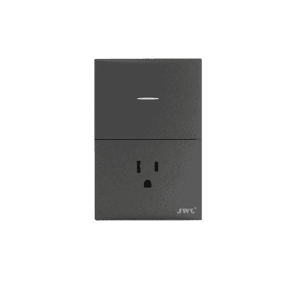 Placa con Interruptor Sencillo y 1 Toma  Corriente 10 -15 A 127 V  60 Hz.