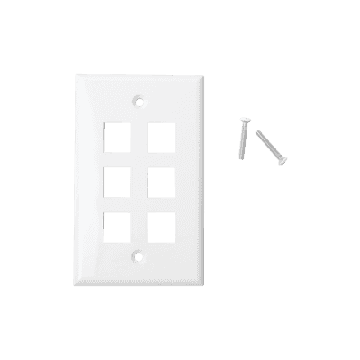 Placa de Pared de 6 Puertos, Keystone, Color Blanco