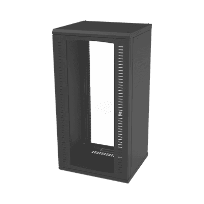 Gabinete para Montaje en Pared, Puerta de Cristal Templado, Cuerpo Fijo con Rack 19" de 24 Unidades