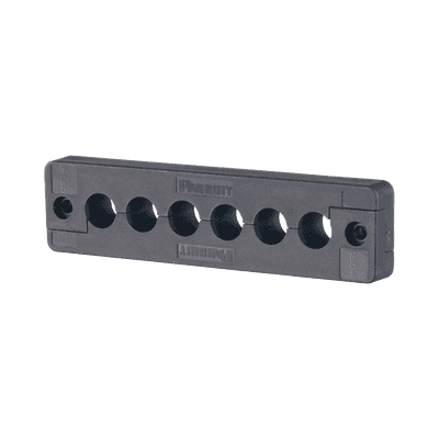 Pasacables  de 6 Orificios en Línea 4.41" X 0.67" IP65,  para Cables Terminados, Color Negro