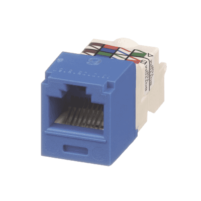 Conector Jack RJ45 Estilo TP, Mini-Com, Categoría 6, de 8 posiciones y 8 cables, Color Azul