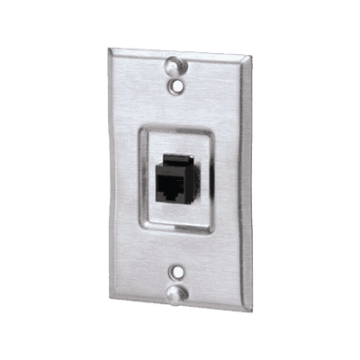 Placa de Pared Telefónica, Salida de 1 Puerto Keystone, Con Jack Cat5e Estilo TP, de Acero Inoxidable