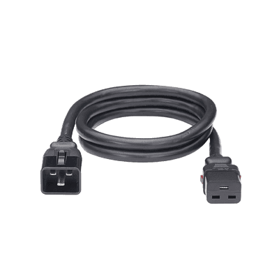 Cable de Alimentación Eléctrica Con Bloqueo de Seguridad, de IEC C20 a IEC C19, 60 cm de Largo, Color Negro, Paquete de 10 Piezas