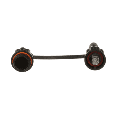 Conector Plug RJ45 de Uso Industrial Blindado, Categoría 5e, 24AWG, con Tapa Protectora, Protección IP67