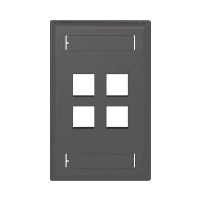 Placa de Pared Vertical, Salida Para 4 Puertos Keystone, Con Espacios Para Etiquetas, Color Negro