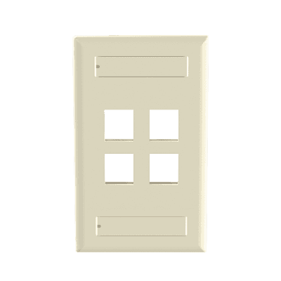 Placa de Pared Vertical, Salida Para 4 Puertos Keystone, Con Espacios Para Etiquetas, Color Marfil
