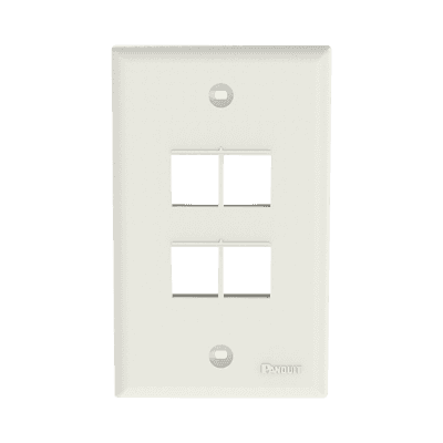 Placa de Pared Vertical, Salida Para 4 Puertos Keystone, Color Blanco Mate