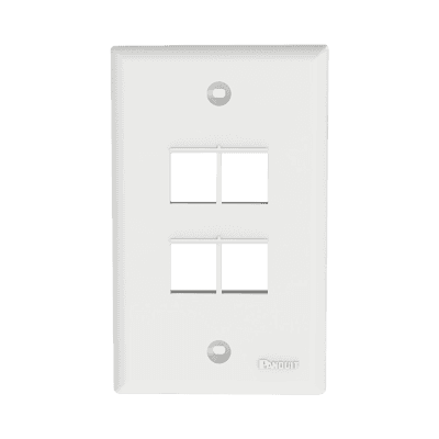Placa de Pared Vertical, Salida Para 4 Puertos Keystone, Color Blanco