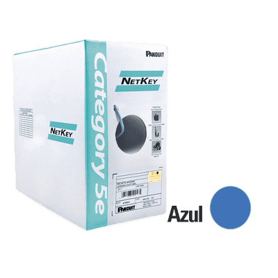 Bobina de Cable UTP 305 Metros (1000 Pies) de Cobre, NetKey, Azul, Categoría 5e (24 AWG), PVC (CM), de 4 Pares