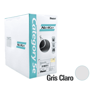 Bobina de Cable UTP 305 Metros (1000 Pies) de Cobre, NetKey, Gris Claro, Categoría 5e (24 AWG), PVC (CM), de 4 Pares