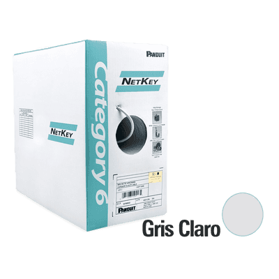 Bobina de Cable UTP 305 Metros (1000 Pies) de Cobre, NetKey, Reelex, Gris, Categoría 6 (24 AWG), 1000Mbps, PVC (CM), de 4 Pares