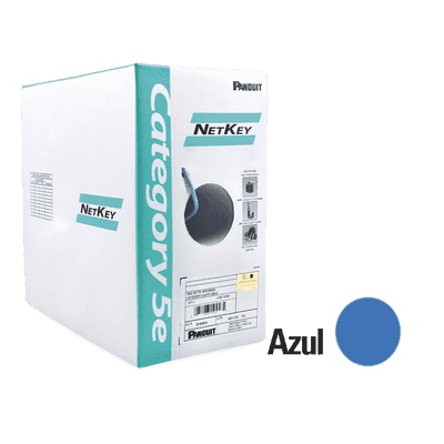 Bobina de Cable UTP de 305 Metros (1000 Pies) de Cobre, NetKey, Azul, Categoría 5e (24 AWG), Riser (CMR), de 4 Pares