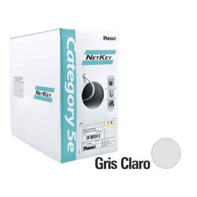 Bobina de Cable UTP 305 Metros (1000 Pies) de Cobre, NetKey, Gris Claro, Categoría 5e (24 AWG), Riser (CMR), de 4 Pares