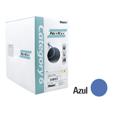 Bobina de Cable UTP 305 Metros (1000 Pies) de Cobre, NetKey, Azul, Categoría 6 (24 AWG), 1000Mbps, Riser (CMR), de 4 Pares
