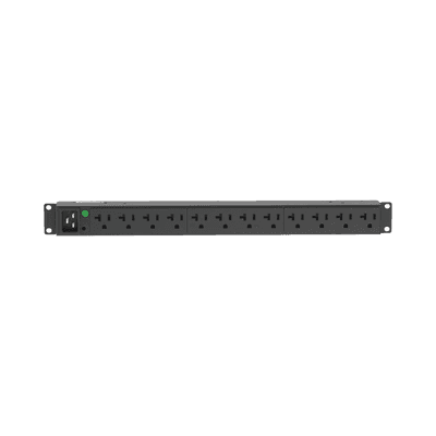 PDU Básico para Distribución de Energía, Enchufe de Entrada NEMA L5-20P, Con 12 Contactos NEMA 5-20R, Instalación Horizontal de 19in, 1UR, 20 Amp, 120 Vca