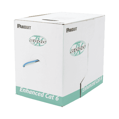 Bobina de Cable UTP 305 m. de Cobre, TX6000™ PanNet, Reelex, Azul, Categoría 6 Mejorado (23 AWG), LSZH (Bajo Humo, Cero Halógenos), de 4 pares