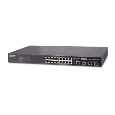 Switch Administrable L2 de 16 Puertos PoE+ y 2 Puertos Compartidos Gigabit TP/SFP