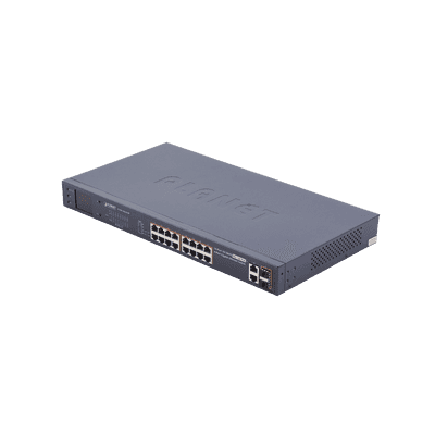 Switch No Administrable PoE+ Extender, Aislamiento VLAN de 16 Puertos +, 2 Combo TP/SFP Gigabit y Pantalla
