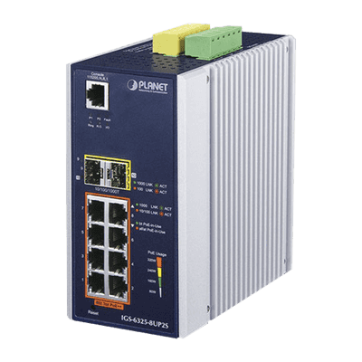 Switch Industrial Administrable Capa 3, 8 Puertos Gigabit PoE 802.3bt+, 2 Puertos 1 G / 2.5 G SFP+