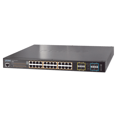 Switch administrable L2+ Stack de 24 puertos PoE+ 802.3at + 2 Puertos 10G SFP /440W