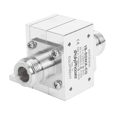 Protector Coaxial RF / 1.5-700 MHz / 50 Ω / Conectores N Hembra / Ceja Lateral / 2 kW