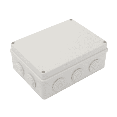 Caja Derivación-Conexión de Plástico (140 X 190 X 76 mm) con 10 Glándulas de Goma. Para Instalaciones Comerciales, Residenciales e Industriales. Incluye Tornillería para su Tapa. Funciona También como Registro.