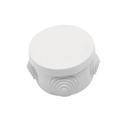 Caja Derivación-Conexión de Plástico Circular con 4 Glándulas de Goma (70 diámetro X 48 alto mm). Para Instalaciones Comerciales,  Residenciales e Industriales. Cerrado a Presión.
