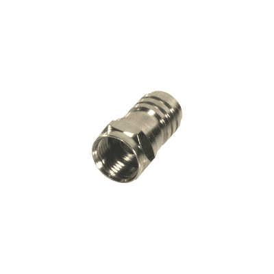 Conector F Macho Plegable para Cable Coaxial RG-59/U, Níquel / Níquel /Polietileno.