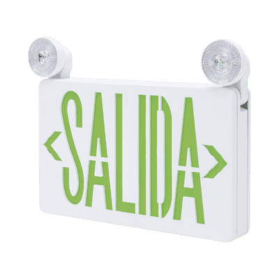 Letrero de Emergencia LED DUAL de SALIDA con Luz de Emergencia/Montaje Universal (pared, lateral o Techo)/Batería de Respaldo Incluida