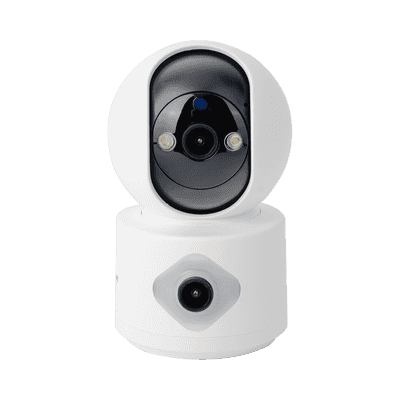 Camara doble lente 3mp| Wifi| autoseguimiento| Detección de movimiento| audio de 2 vias| almacenamiento hasta 128GB
