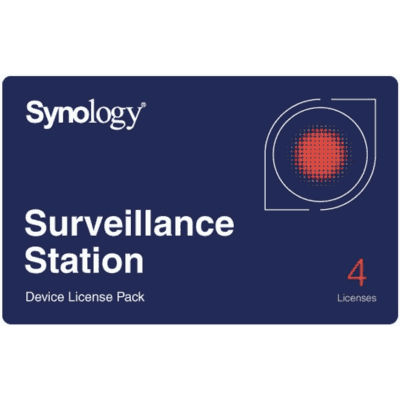 Licencias de Dispositivos de Vigilancia Synology | Paquete de 4 Licencias | Compatibilidad con Cámaras IP, Módulos de E/S, Altavoces IP | Gestión Centralizada CMS | Licencias Predeterminadas Incluidas.