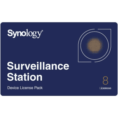 Licencias de Dispositivos de Vigilancia Synology | Paquete de 8 Licencias | Compatibilidad con Cámaras IP, Módulos de E/S, Altavoces IP | Gestión Centralizada CMS | Licencias Predeterminadas Incluidas.