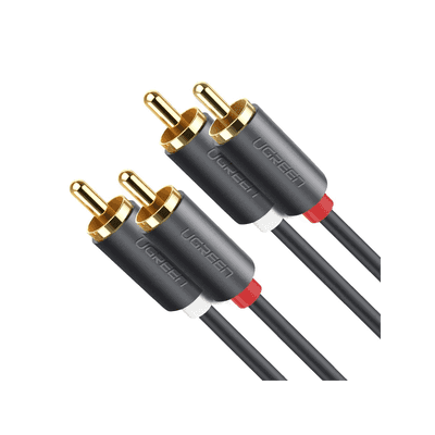 Cable de Audio 2 RCA Macho a 2 RCA Macho / 3 Metros (9.84 Pies) / Color Negro / Alta Calidad / Anillos de Goma para Asegurar un Agarre Firme al Instalar o Quitar el Cable